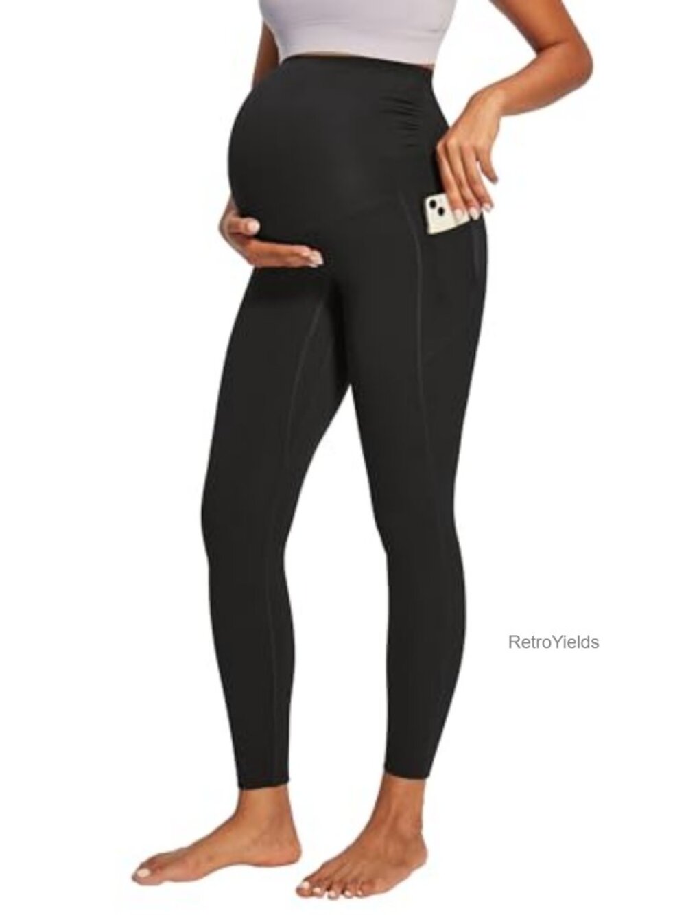 Maternity Leggings with Pockets High Waist Yoga Workout Pants